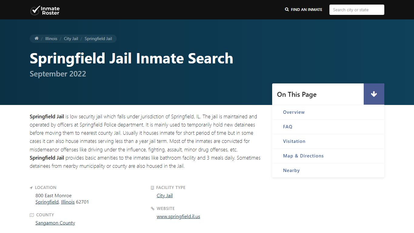 Inmate Search 🔍 | Springfield Jail - Springfield, IL - InmateRoster